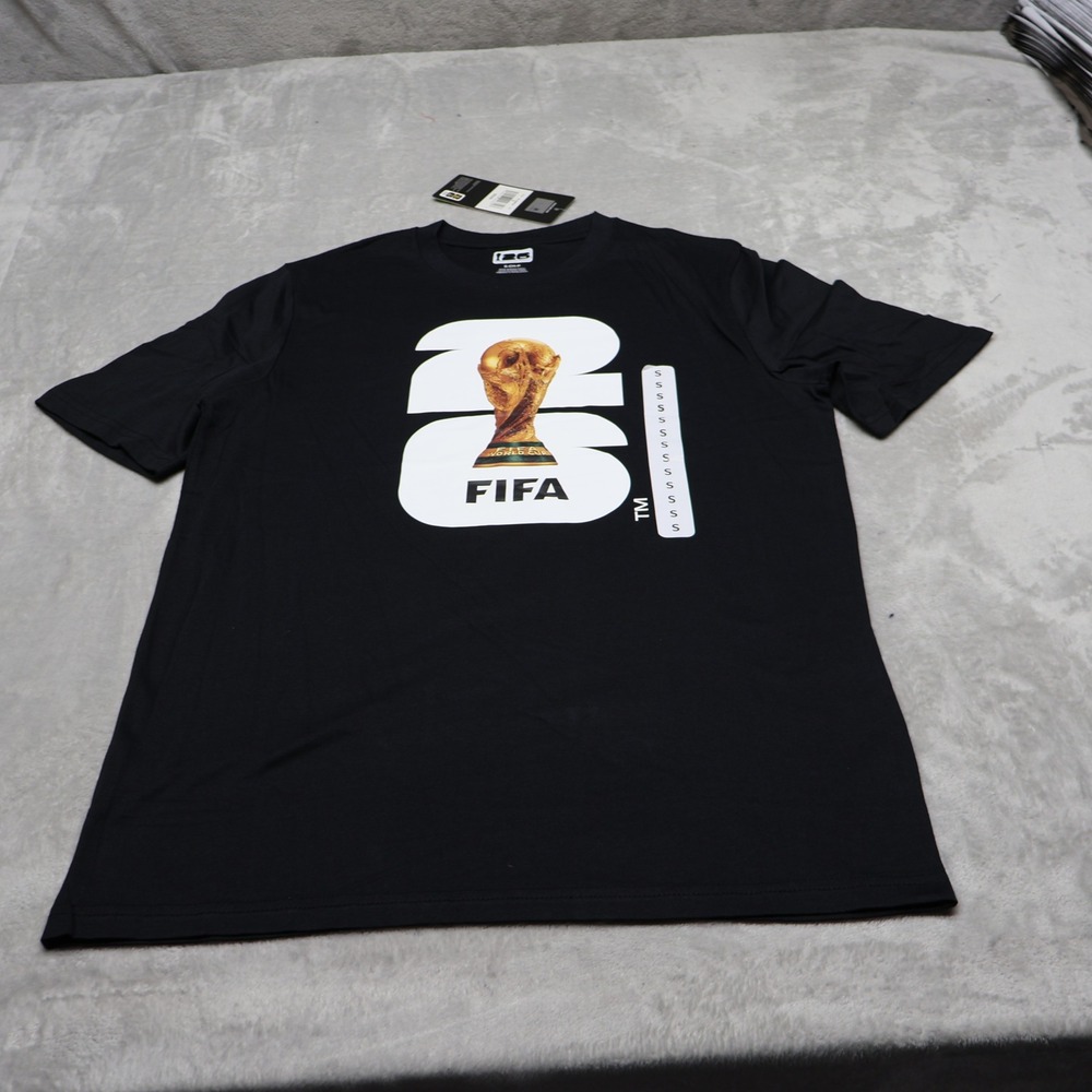 FIFA World Cup 2026 Shirt Mens Small Black Football Fan Gear Graphic Tee $20 NEW
